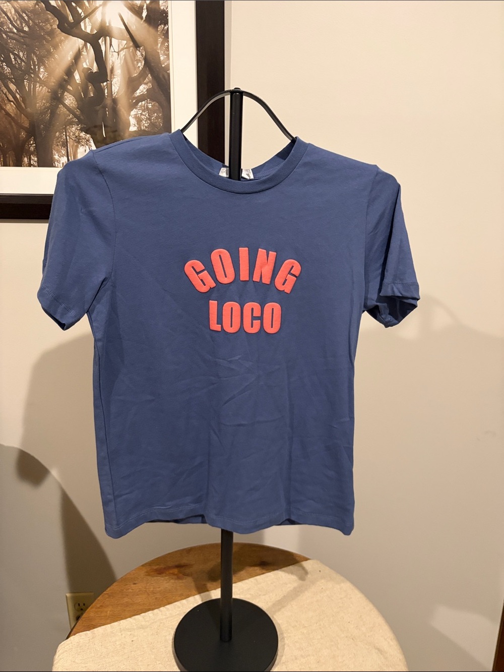 Youth Short-Sleeve Graphic Tee - Blue with Pink 'Going Loco' Print